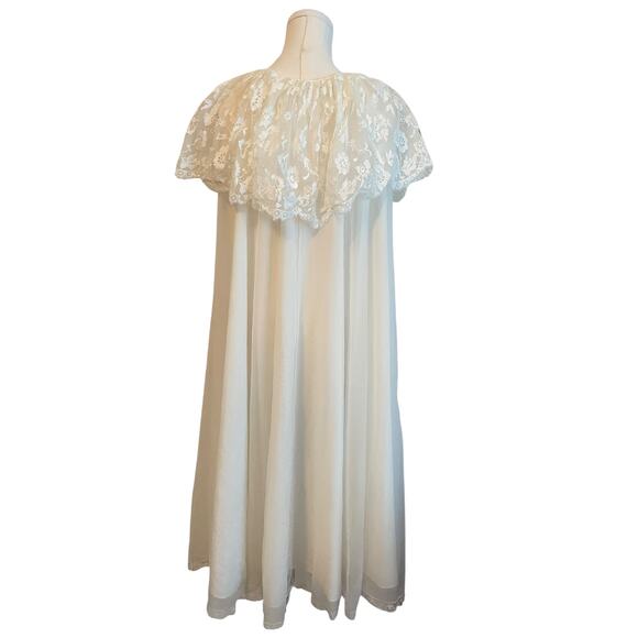 VTG. Leonora Lace Nylon Robe Size 12 Peignoir Bridal Renaissance Fairy Ethereal - Picture 3 of 11